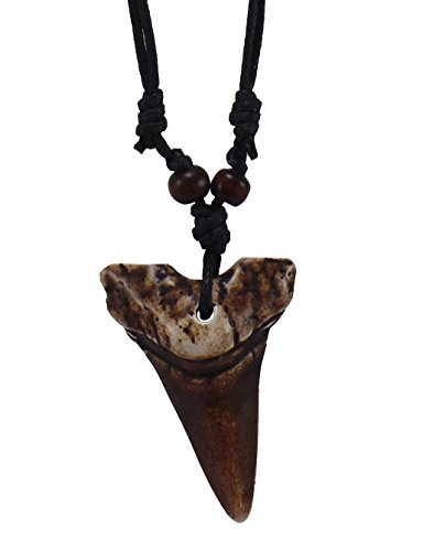 Shark Tooth Necklace - Resin Tooth - Adjustable Surfer Necklace - Brown Shark Teeth