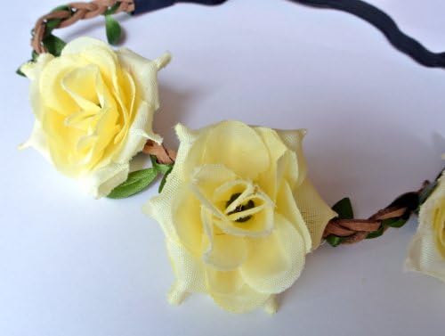 Shop4(TM)Lady's Floral Elastic Headpieces,Headband-3 Yellow Chinese-Rose (A 314-018)