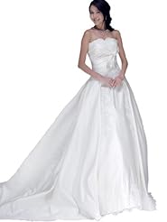 Satin Sweetheart Applique  Beaded Lace-Up   Ball Gown Wedding Dress  with a Chapel Train  With a Bow(s)