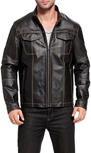 Cruzer Men's "Zachary" Cowhide Leather Motorcycle Jacket - Black M