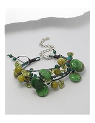 Leather Semi GemStone Bead Bracelet In Copper