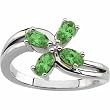 14K White Gold Emerald and Diamond Flower Ring