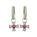 14K Yellow Gold 1/10 ct. Diamond and 1/4 ct. Ruby Cross Earrings