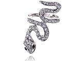 Shiny Silver Tone Clear Rhinestone Crystal Snake Wrapped Animal Custom Made Ring
