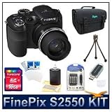 Fujifilm S2550HD 12 MP Digital Point and Shoot Camera (Black), 18X (28-504mm Equivalent) Zoom Lens, 3″ LCD, HD Video 720p, Compact Deluxe Gadget Bag, AA Rapid Multivoltage AC/DC Charger, 16 GB Memory Card, Card Reader, Mini Tripod, & More