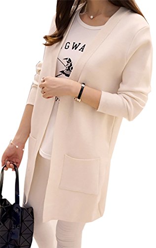 ELPIS レディース ニット ロング カーディガン ハーフ 丈 セミロング 無地 シンプル 春 秋 ジャケット アウター きれいめ 4色 S～L サイズ