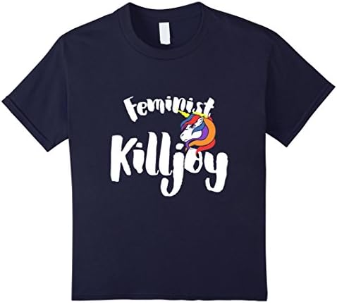 Kids Feminist killjoy shirt rainbow unicorn feminism t-shirt  12 Navy