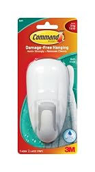 Command 17600B Bathroom Hook and Water-Resistant Strips, 1 Hook 2 Strips