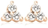 : 14k Rose Gold 3-Stone Diamond Stud Earrings (.24 cttw, J Color, I2 Clarity)