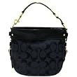 Coach Large Black Signature Silver Zoe Hobo Handbag 12674