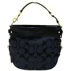 Authentic Coach Signature Large Zoe Black Silver Hobo Handbag 12674 $398
