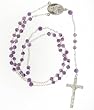 Genuine Amethyst and Sterling Silver Beaded Rosary Necklace - 4MM Bead - 26IN Necklace Part