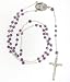Genuine Amethyst and Sterling Silver Beaded Rosary Necklace - 4MM Bead - 26IN Necklace Part