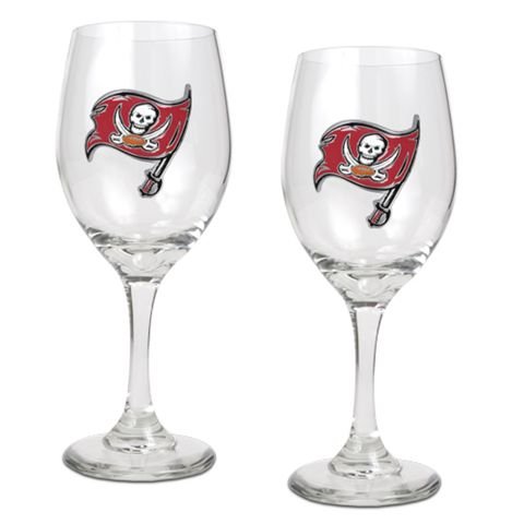 Tampa Bay Buccaneers Set of 2 Wine Glasses