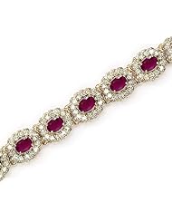 14K Yellow Gold Oval Ruby and Diamond Bracelet