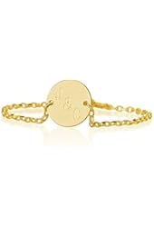 Name Bracelet ,925 Sterling Silver Plated in 18k Gold Initial Bracelet, Disc Name Pendant