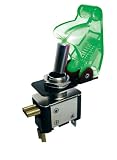Zoom Produkt-Bild: Eufab 17058 Sicherheits-Kippschalter, LED gr&uuml;n transparent 12 V, beleuchtete Schalterspitze, Einschaltsicherung