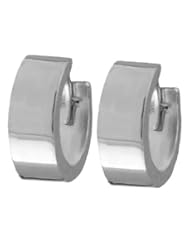 14k White Gold Plain Huggie Earrings