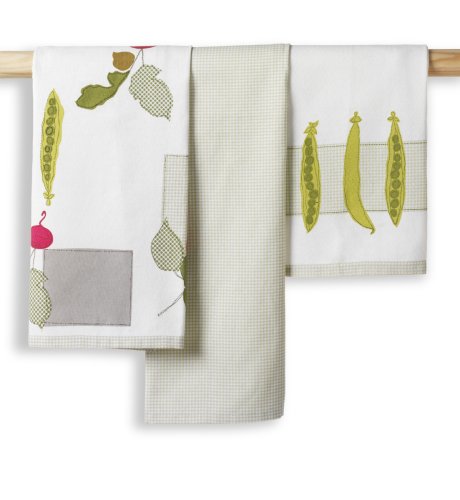 3 Vegetable Print Tea Towels