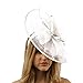 Big Kentucky Derby Feather Floral Organza Headband Fascinator Cocktail Hat White