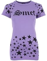Smet by Christian Audigier Womens T-Shirt Stars Purple