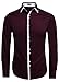 Coofandy Men's Contrast Color Button Down Dress Shirts Casual Shirts,Large,Wine Red
