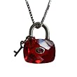 Lock and Key Garnet Cubic Zirconia Pendant Necklace in Platinum Overlay CAREFREE Sterling Silver Lock and Key Garnet Cubic Zirconia Pendant Necklace in Platinum Overlay CAREFREE Sterling Silver
