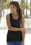 Roamans Plus Size Scoop Neck Rib Tank (BLACK,1X)