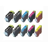 10-Pack Non-OEM Ink w/ Chip for PGI-220BK CLI-221 Canon Pixma Canon iP3600 iP4600 MP560 MP620 MX860 MP980