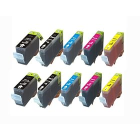 10 Pack Canon PGI-5BK CLI-8 Compatible Ink Cartridges w/ Chip for Pixma MP500 MP530 MP600 MP800 iP4200 iP4300 iP4500 iP5200 iP5200