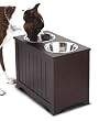 HomeZone MDF Pet Food Storage and Server, Espresso, Large