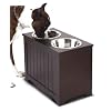 HomeZone MDF Pet Food Storage and Server, Espresso, Large