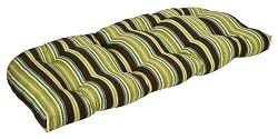Outdoor Patio Furniture Wicker Loveseat Cushion - Tropical Green Stripe