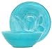 Colorful Recycled Art Glass Aqua Blue Fruit Bowl 10"D, 3.5"H