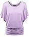 BMS Womens Short Sleeve Boat Neck Solid Shirring Dolman Drape Top Tee Shirt