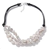 Cultured Freshwater Coin Pearl Sterling Silver 3-Row 18 Cord Necklace