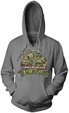 TMNT Teenage Mutant Ninja Turtles Group Hoodie Adult Distressed Heather Gray Hooded Sweatshirt