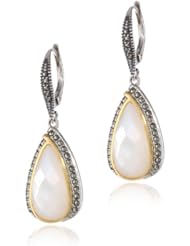 Judith Jack "Dewdrop" Sterling Silver, Marcasite and Mother of Pearl Drop Earrings