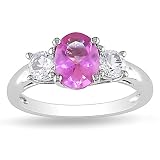Sterling Silver 2 5/8 CT TGW Created Pink Sapphire and Created White Sapphire Fashion Ring