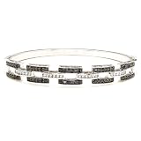 Sterling Silver 1 1/2 cttw Black and White Diamond Bangle Bracelet
