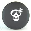 30" - 31" Girly Skull - SpareCover&reg; Brawny Series - Black Denim Textured Vinyl Tire Cover