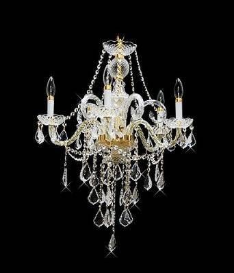 George Versailles Victorian Crystal Chandelier, 22" Wide 5-Light Gold Finish Clear European Crystal