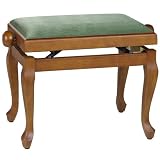 Produkt-Bild: Klavierbank CHIPPENDALE KIRSCHE - matt mit Feincord gr&uuml;n #