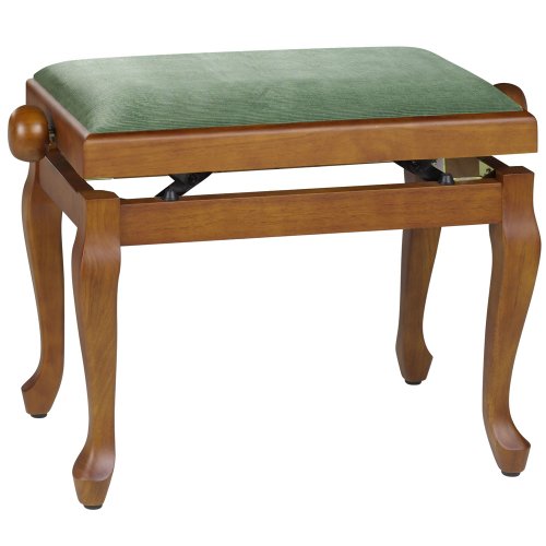 Produkt-Bild: Klavierbank CHIPPENDALE KIRSCHE - matt mit Feincord gr&uuml;n #
