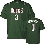 Milwaukee Bucks Brandon Jennings Name and Number Adidas T Shirt (XXL)