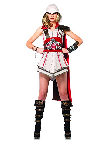 Leg Avenue Women s Assassin s Creed 4 Piece Ezio Deluxe Costume Cosplay, Grey/Red, Small