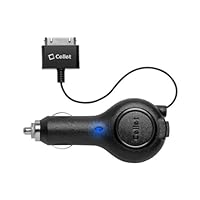 Cellet Retractable Plug In Car Charger for Apple iPhone 3 3GS 4 4S, iPod Touch, Nano,
