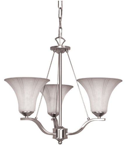 Nuvo 60/1113 3 Light Chandelier with Grey Suede Glass Shades