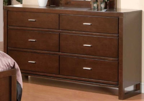 Drawer Dresser Contemporary Style in Warm Brown Finish