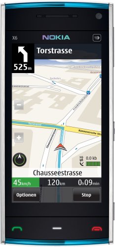 Nokia X6 32GB Comes with Music Smartphone (GPS, WLAN, UMTS, 5 MP, Ovi Karten, kostenlose Musik, Stereo-Headset) white blue